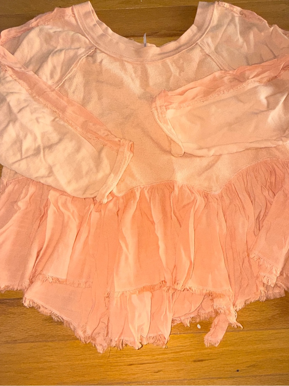 Free People Peach Knit Ruffled Top